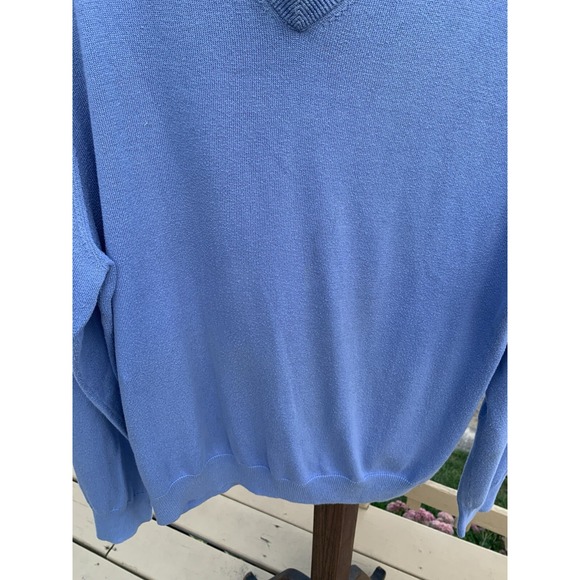 Brooks Brothers Supima V Neck Long Sleeve Ribbed Edge Sweater Blue Mens L - Picture 4 of 6